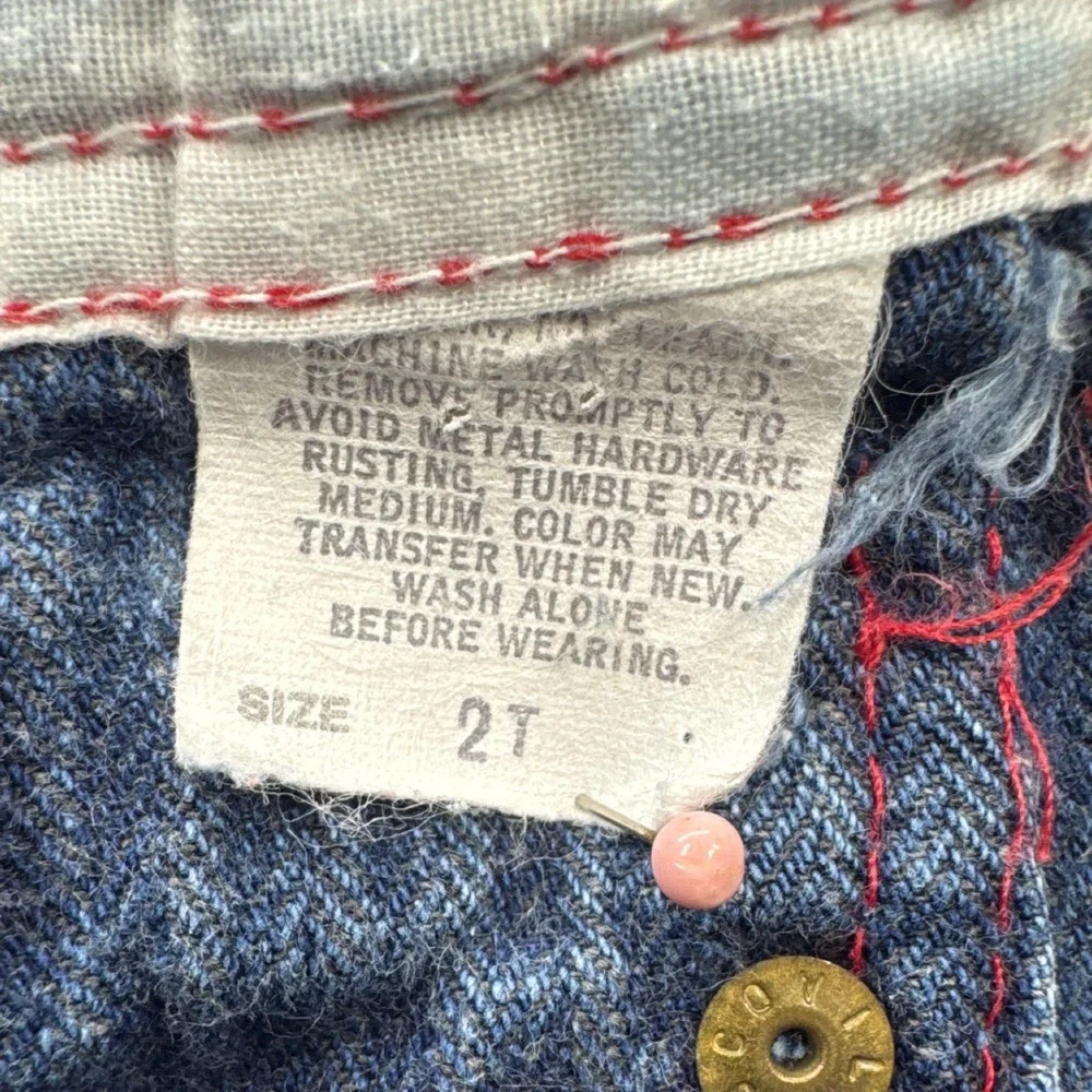 OshKosh B'gosh Denim Overalls Kids 2T Blue Excellent Plaid Lined